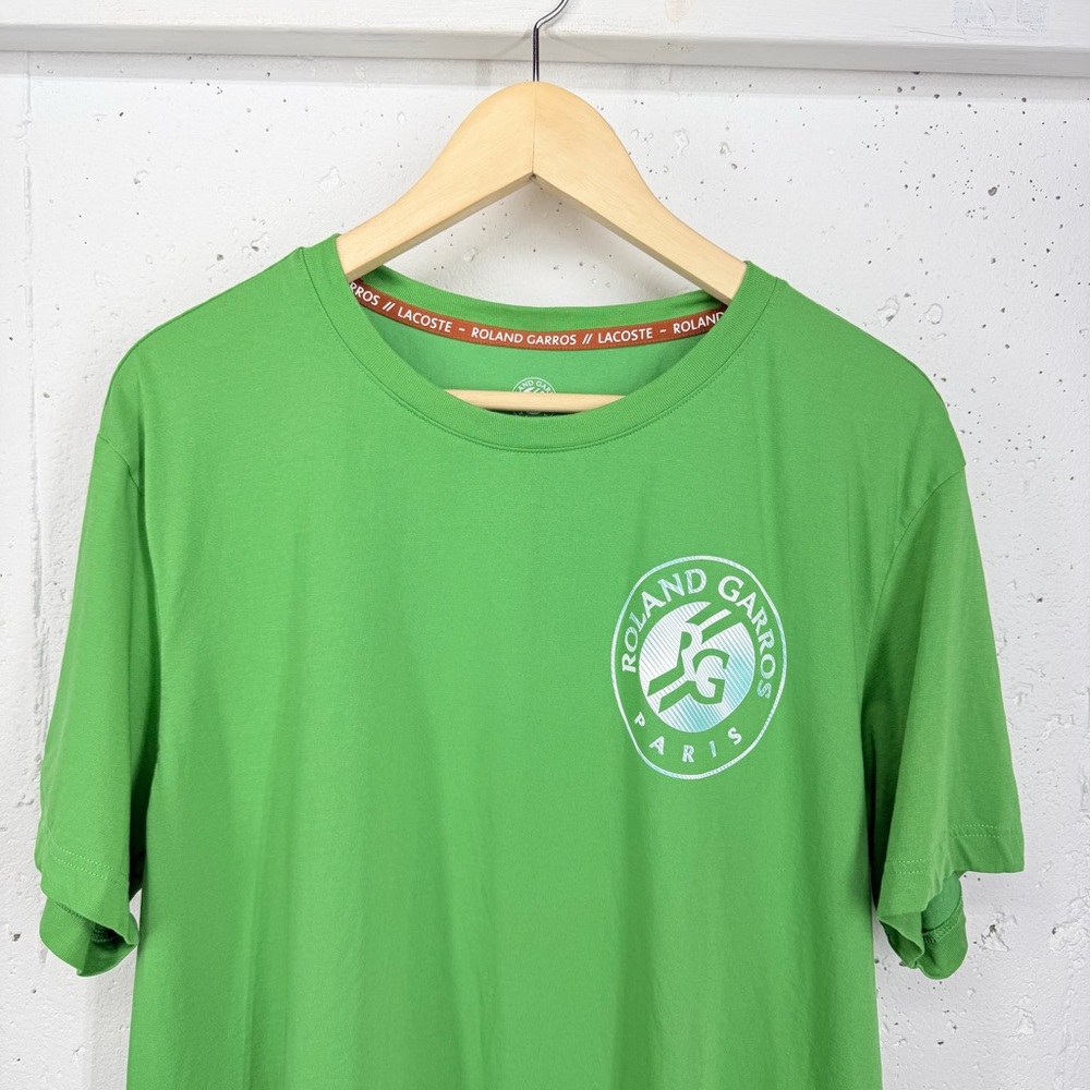 Roland Garros x Lacoste Size XXL Green Ultra Dry Crew Neck T- Shirt French Open - Picture 2 of 11